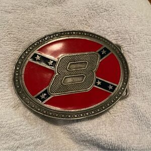 Red and Silver Oval Belt Buckle